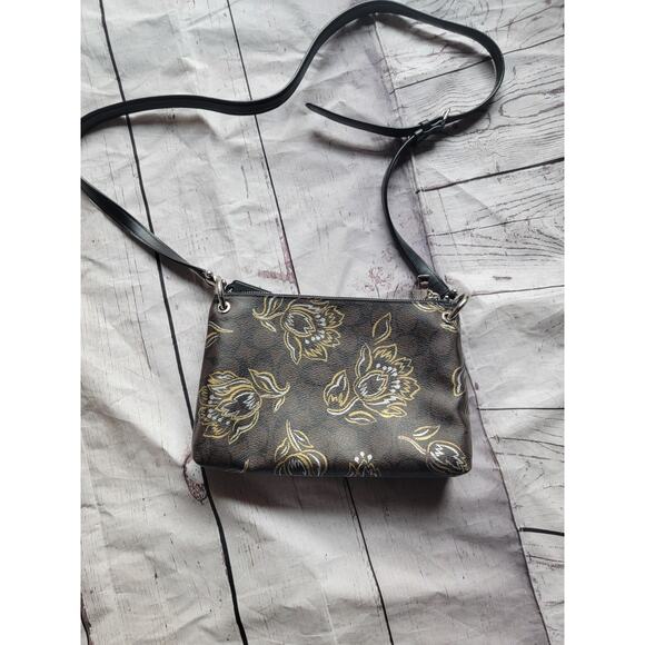 Coach Shoulder Bag Brown Black Signature F77982 ec-20233 Good Condition Floral - Picture 9 of 11